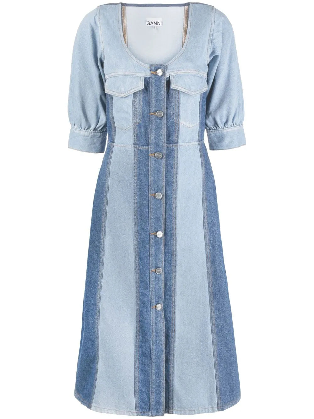 Ganni Panelled Midi Organic Cotton Dress