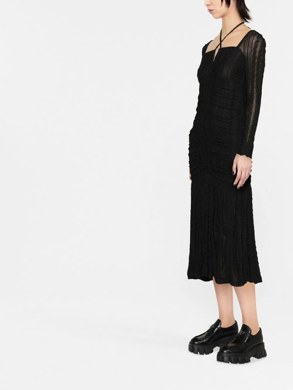Ganni Halterneck Ruched Dress