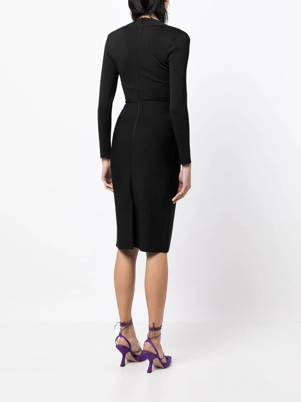 Herve L Leroux Long Sleeve Scoop Neck Dress