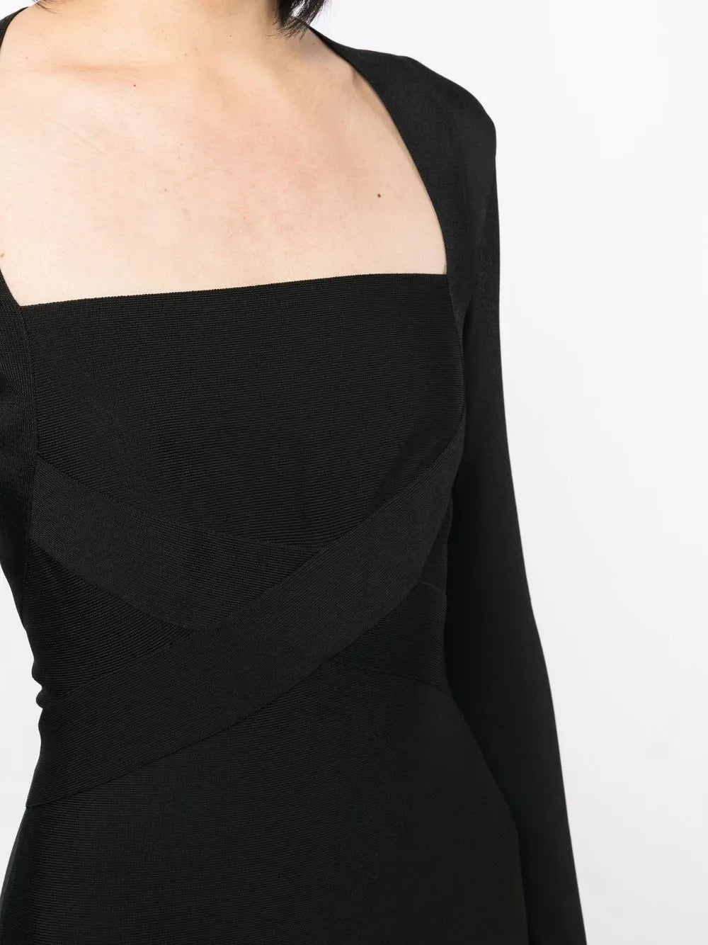 Herve L Leroux Long Sleeve Scoop Neck Dress