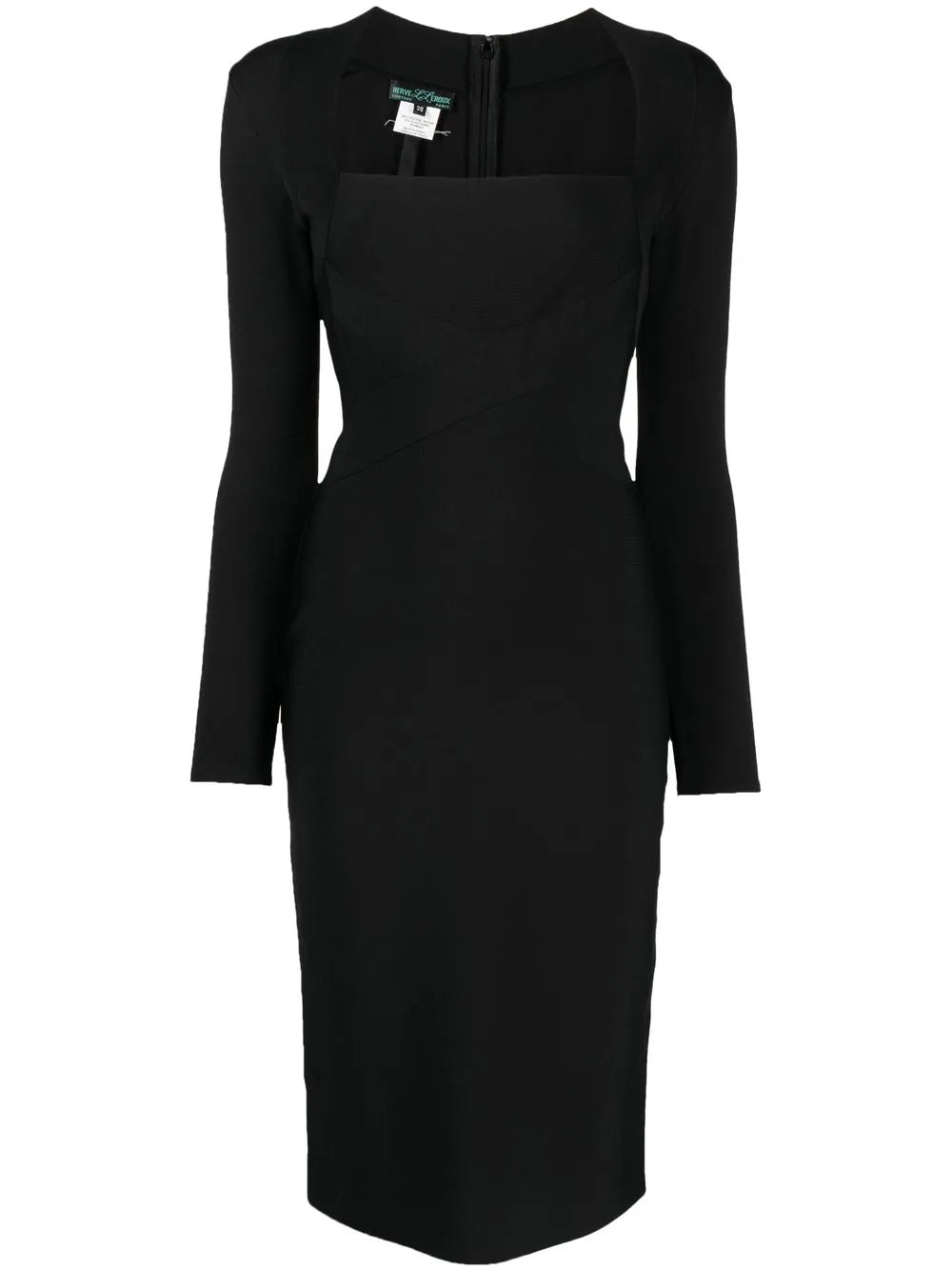 Herve L Leroux Long Sleeve Scoop Neck Dress