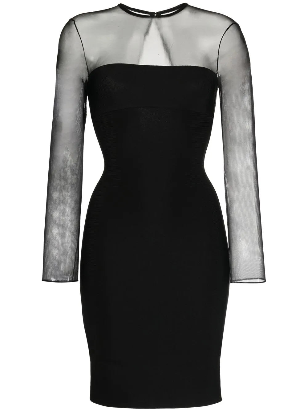 Herve L Leroux Sheer Top Pencil Dress