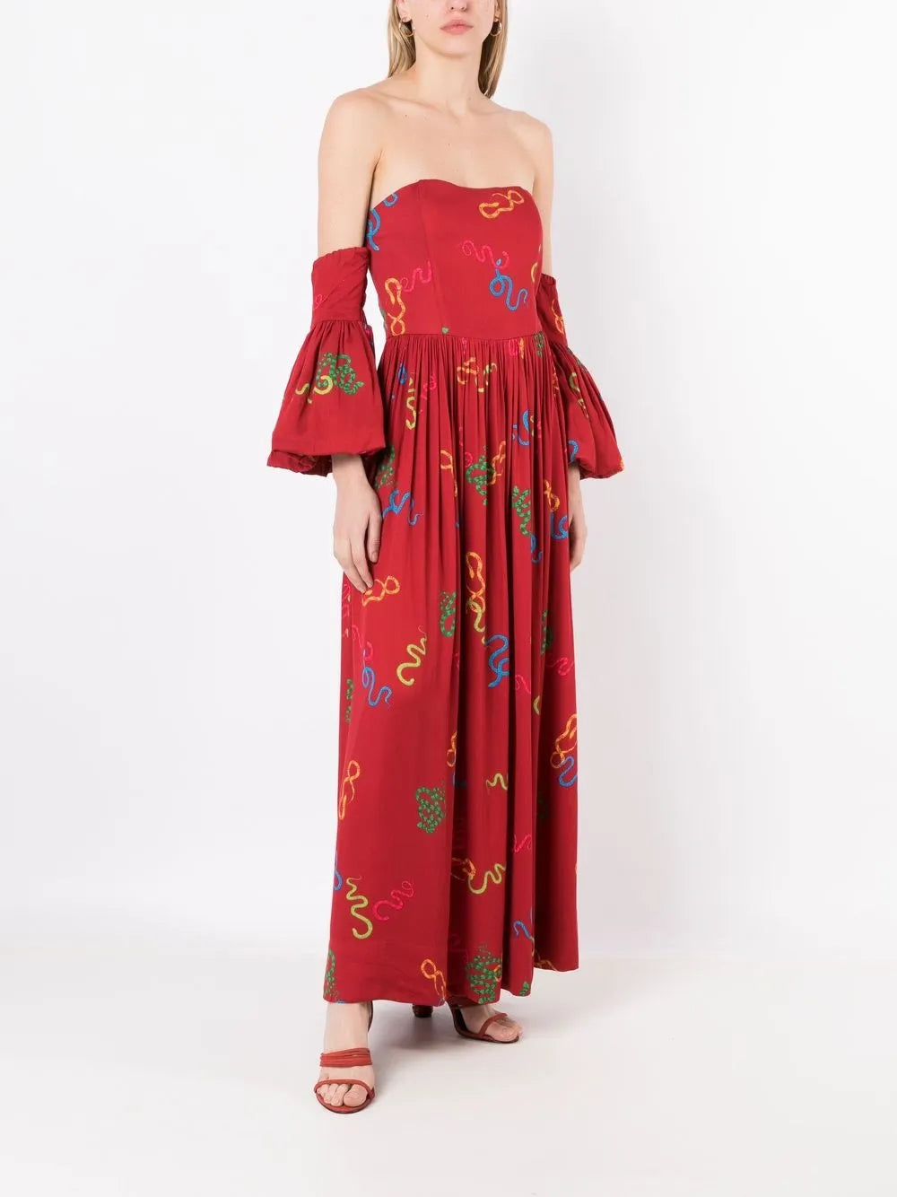 Isolda Maria Floral Print Off Shoulder Dress