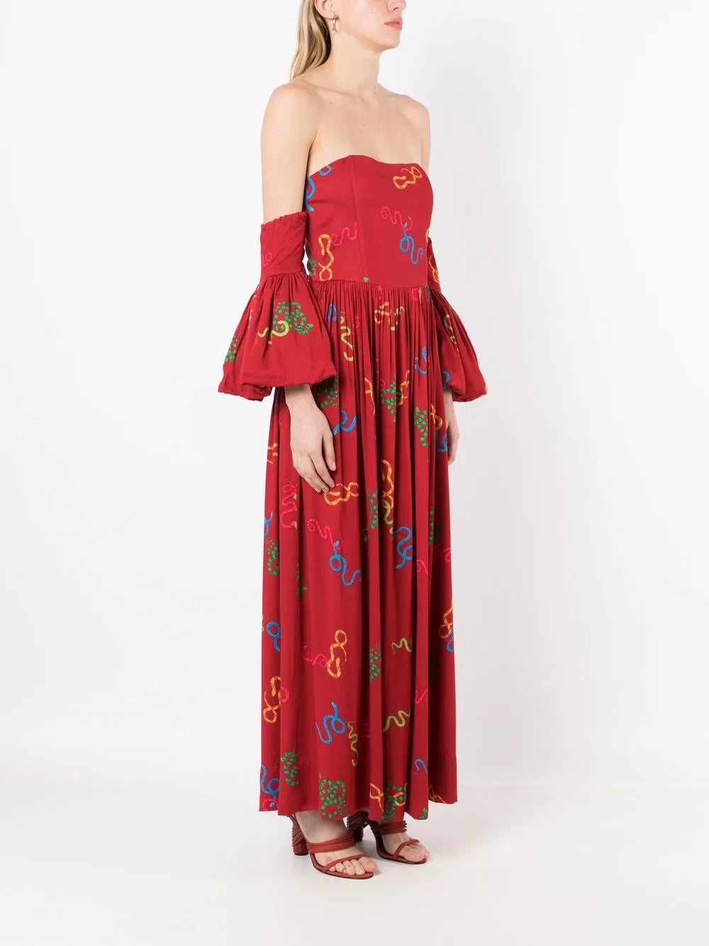 Isolda Maria Floral Print Off Shoulder Dress