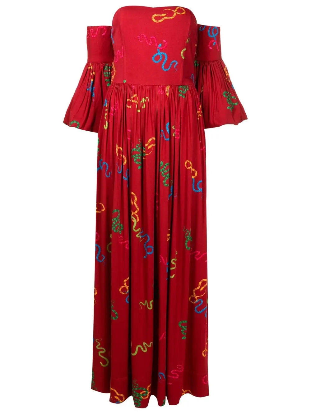 Isolda Maria Floral Print Off Shoulder Dress