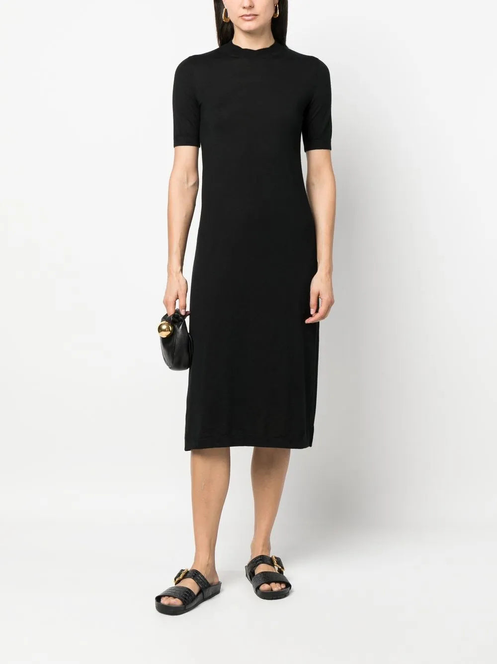 Barrie Side Slit Cashmere Midi Dress