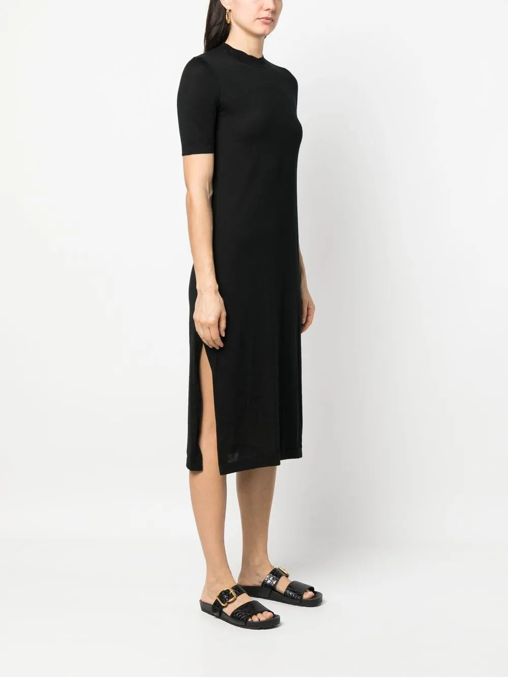 Barrie Side Slit Cashmere Midi Dress