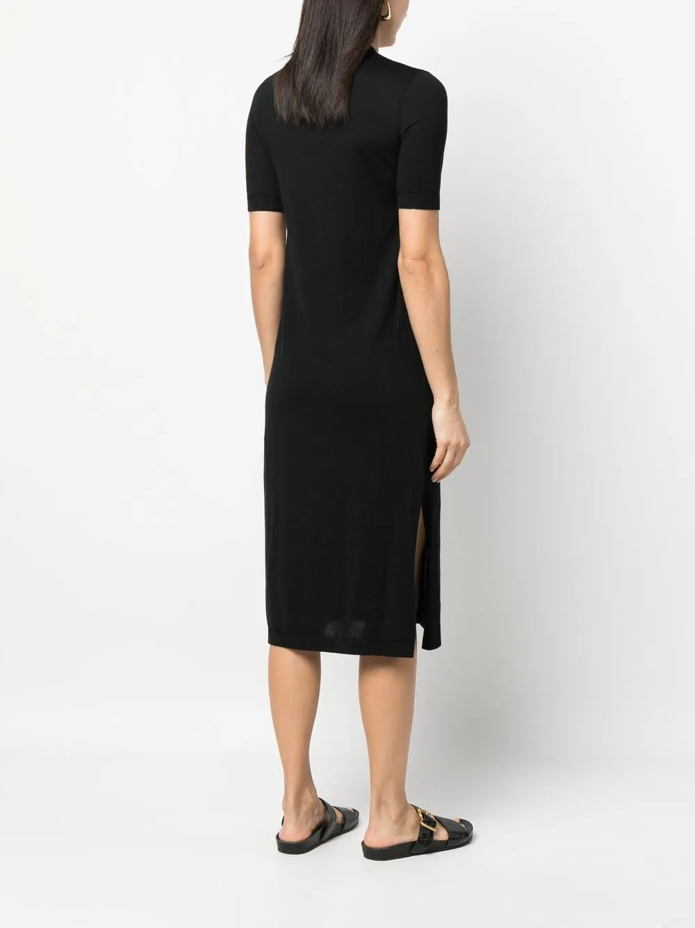 Barrie Side Slit Cashmere Midi Dress