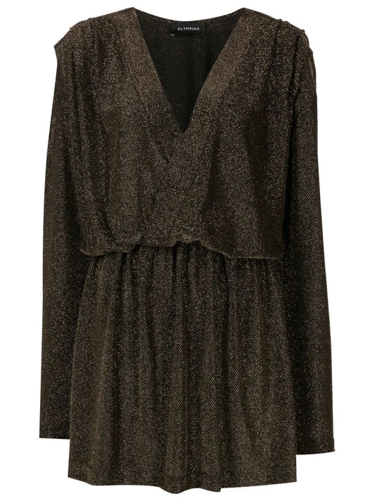 Olympiah V Neck Lurex Mini Dress