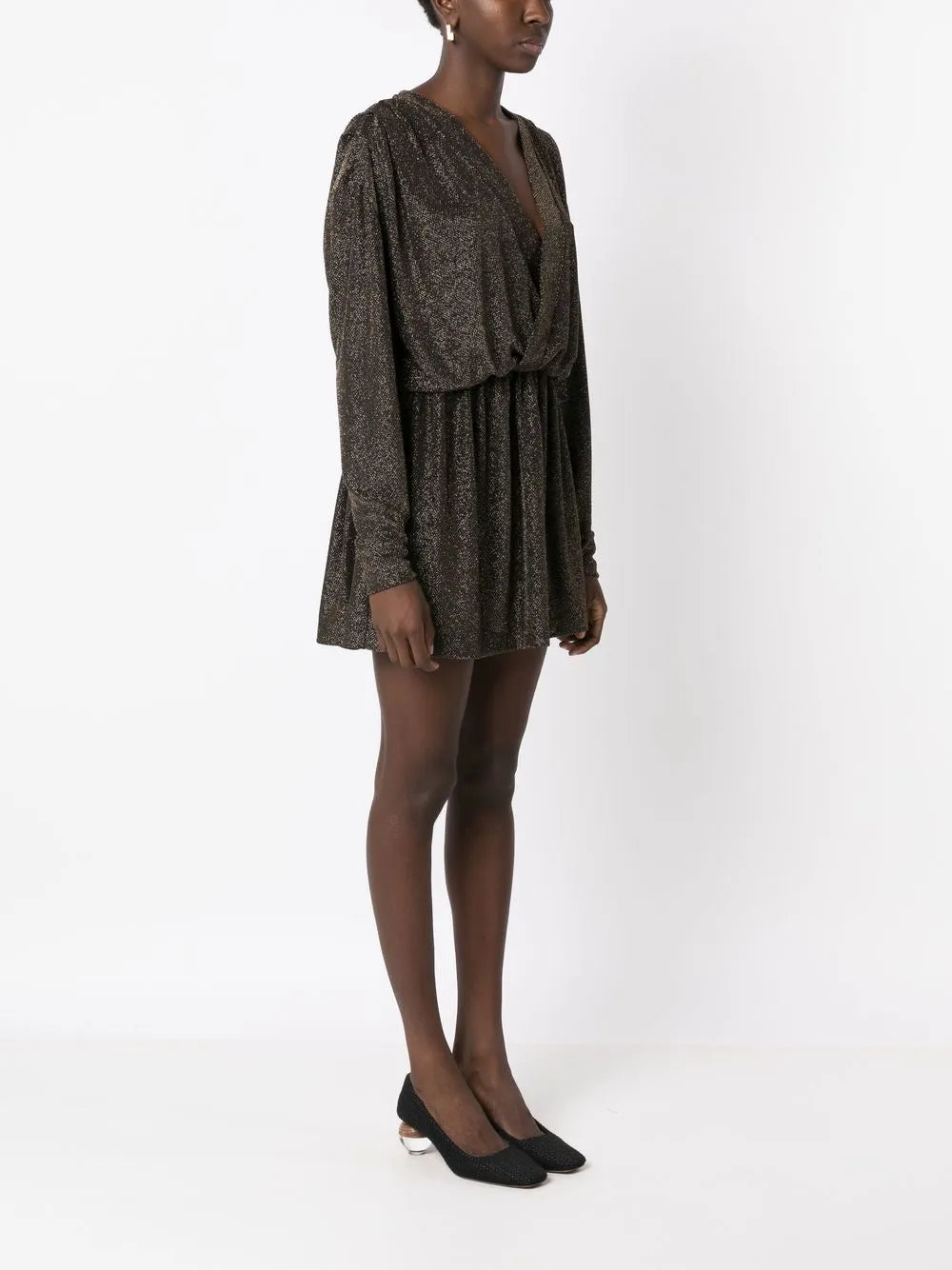 Olympiah V Neck Lurex Mini Dress