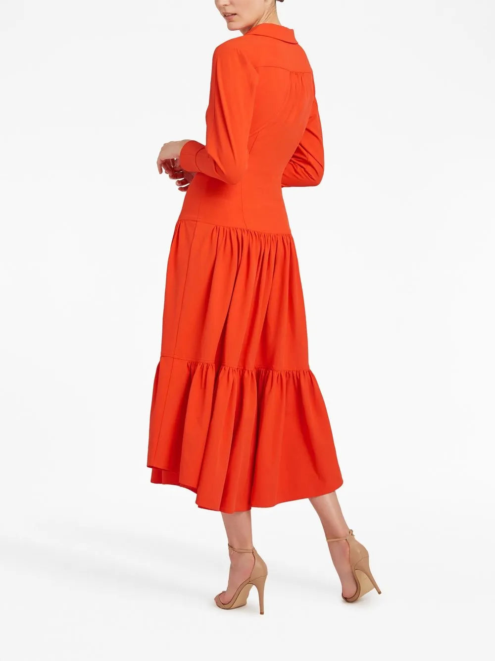 Cinq A Sept Button Up Long Sleeve Tiered Dress