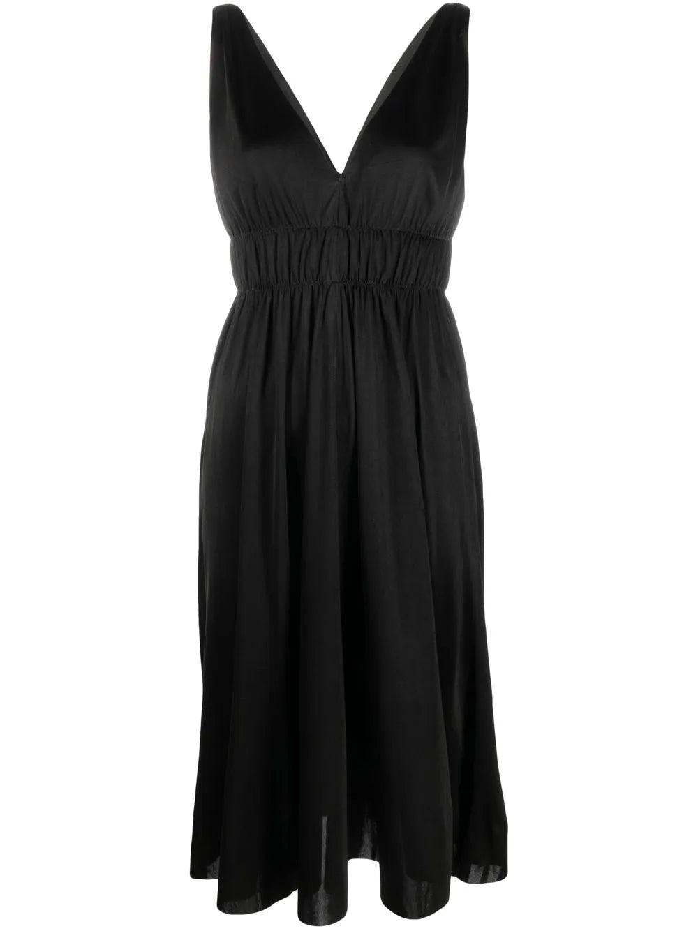 Parosh Smocked Detail V Neck Dress