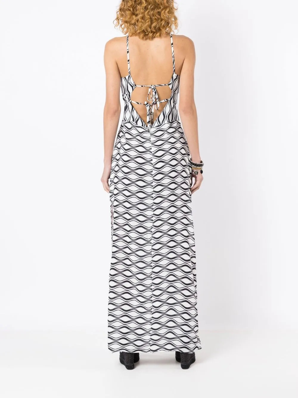 Amir Slama Cut Out Wave Print Maxi Dress
