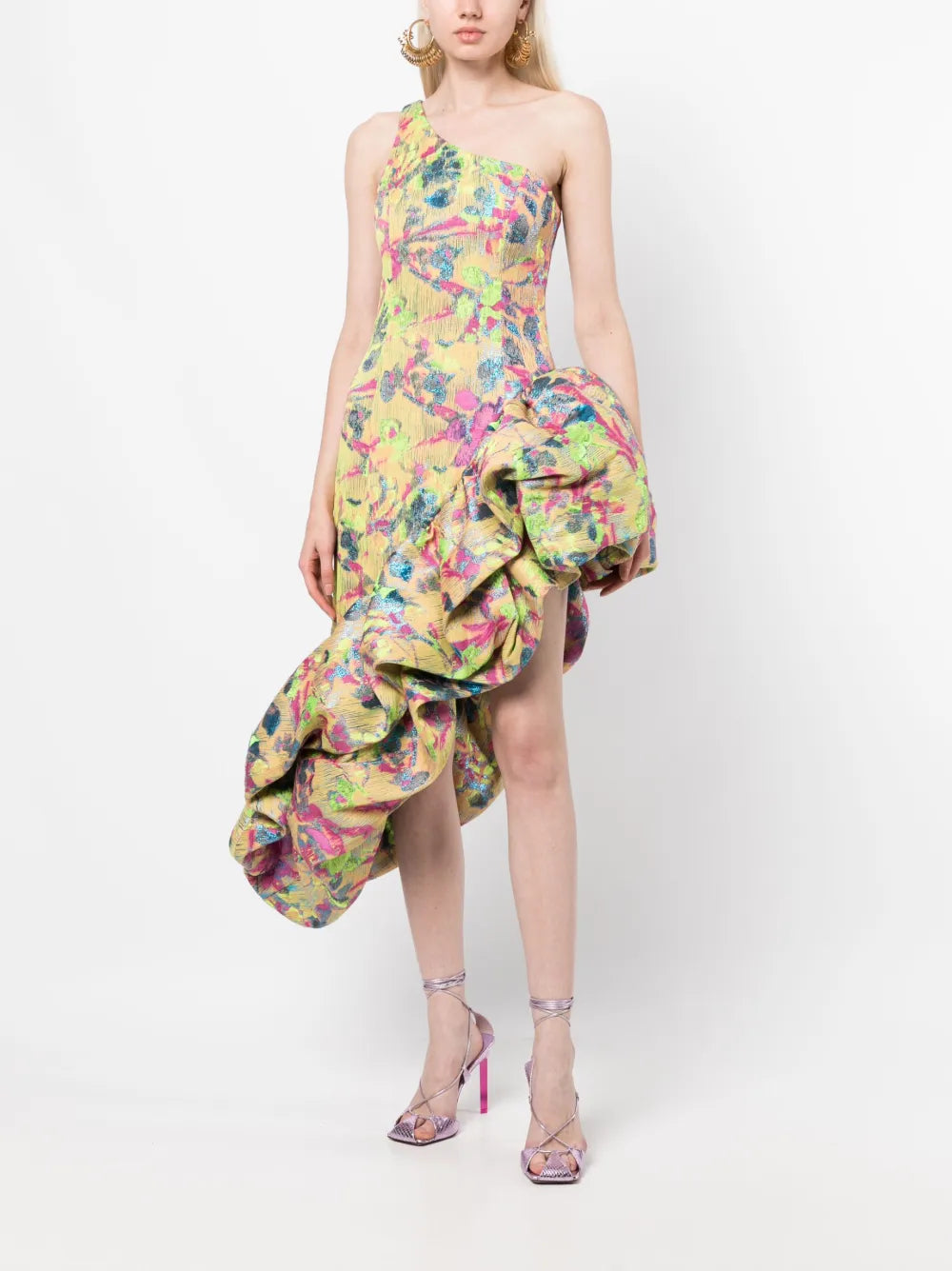 Cult Gaia Helena Ruffle Detail Asymmetric Dress