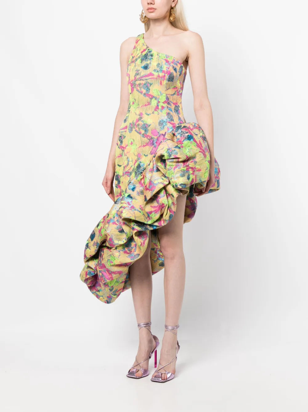 Cult Gaia Helena Ruffle Detail Asymmetric Dress