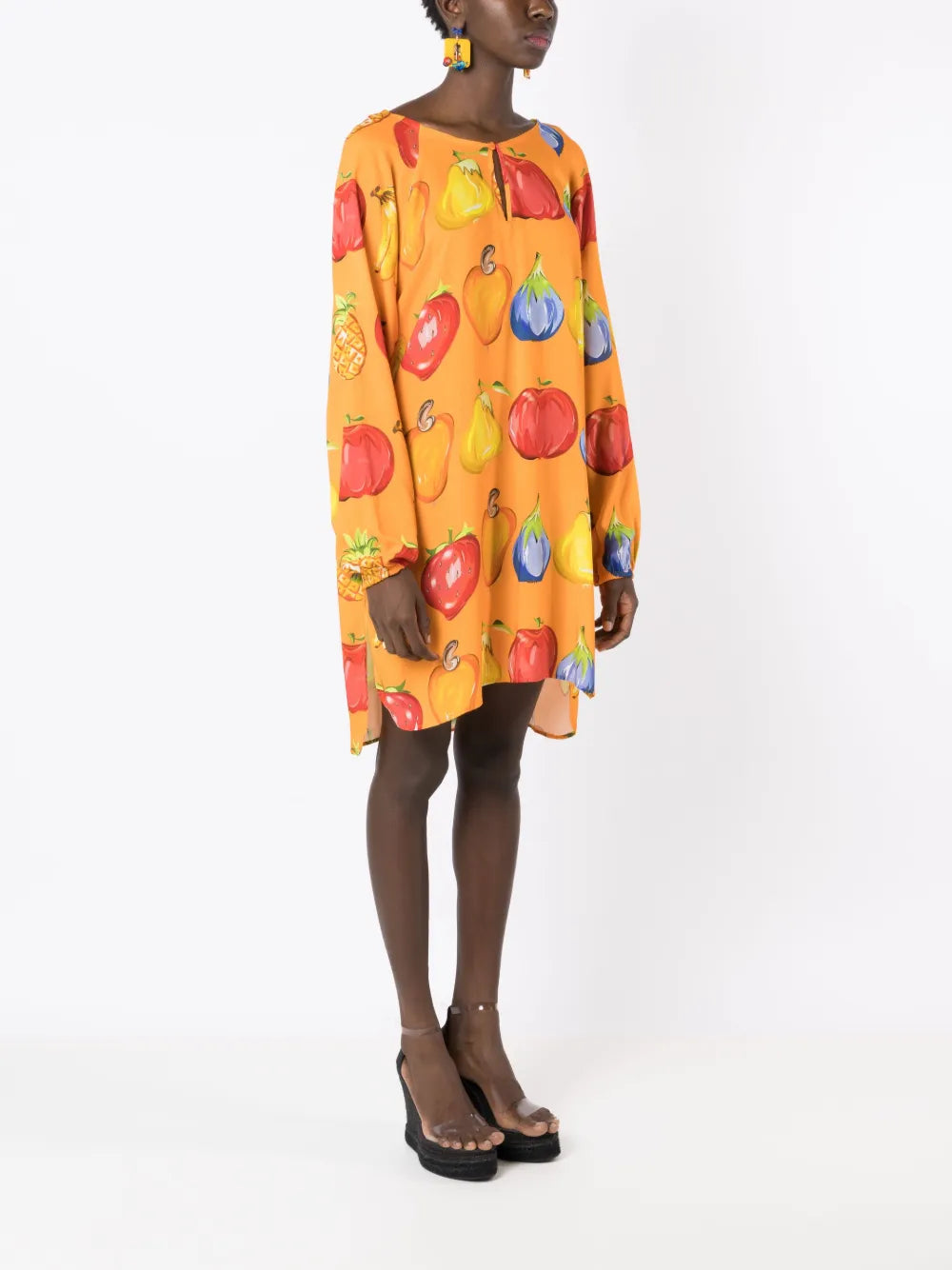 Amir Slama Fruit Print Shift Mini Dress