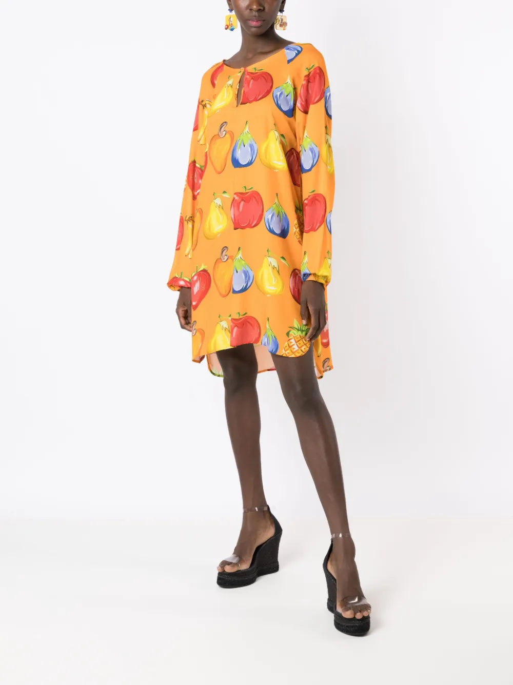 Amir Slama Fruit Print Shift Mini Dress