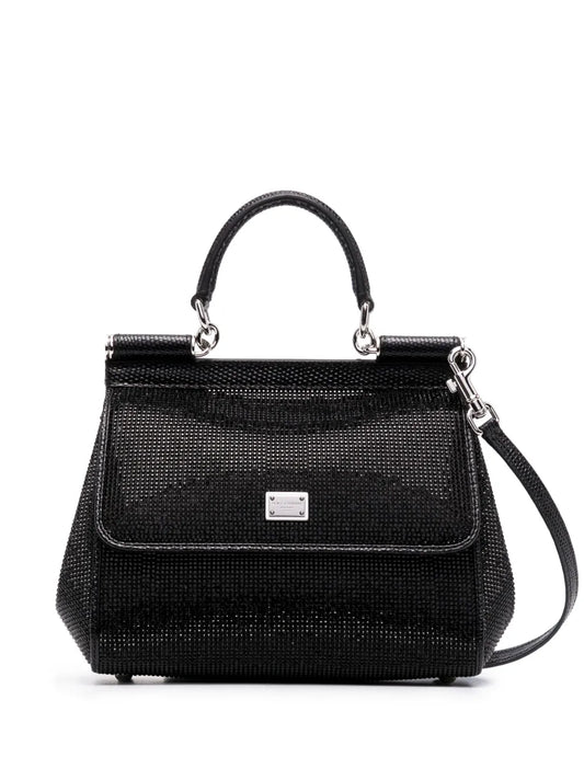 Dolce Gabbana Small Sicily Rhinestone Shoulder Bag