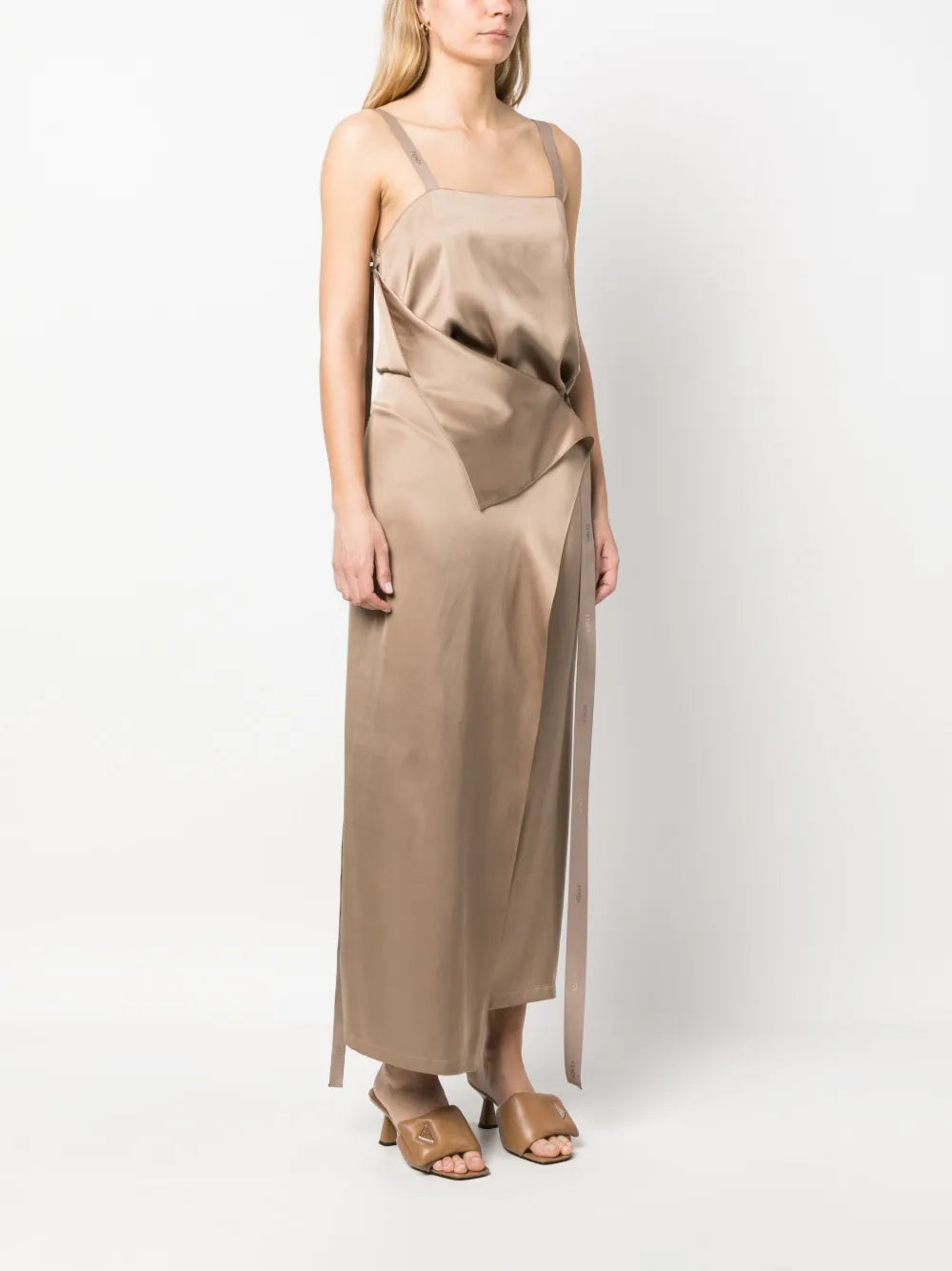 Fendi Tie Waist Silk Maxi Dress