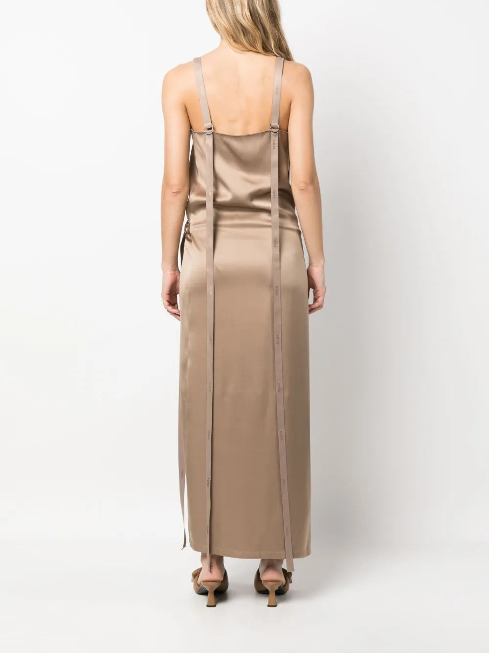 Fendi Tie Waist Silk Maxi Dress