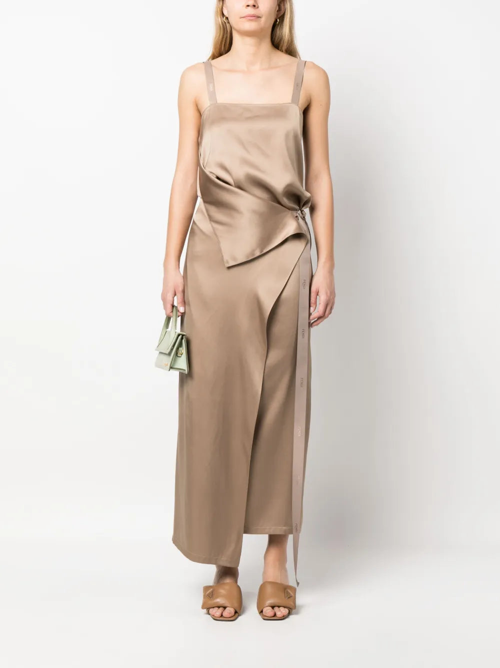Fendi Tie Waist Silk Maxi Dress