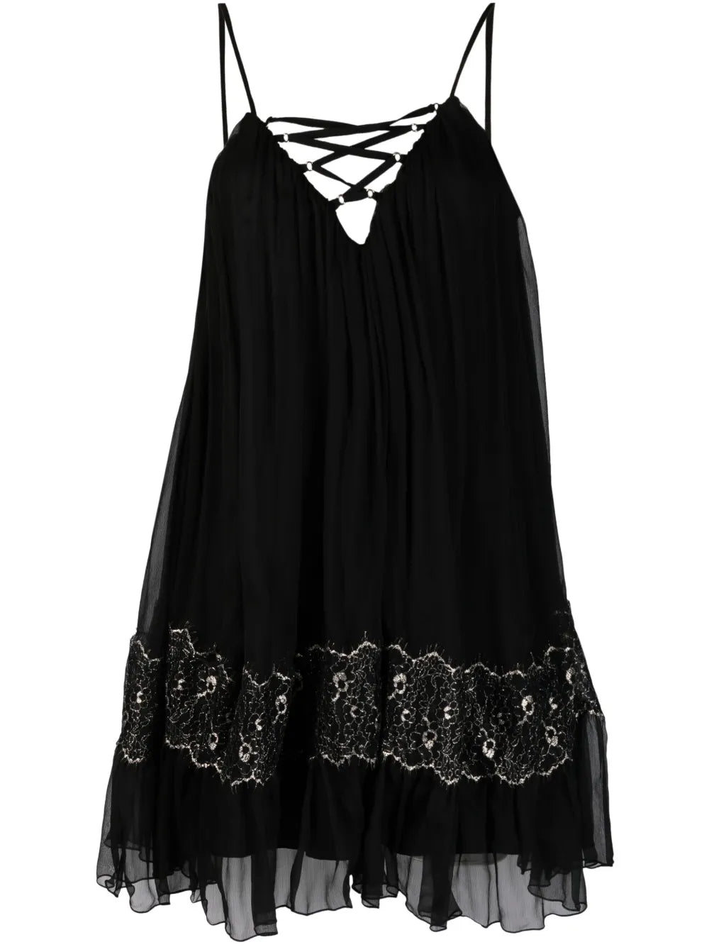 Nissa Strap Detail Silk Mini Dress