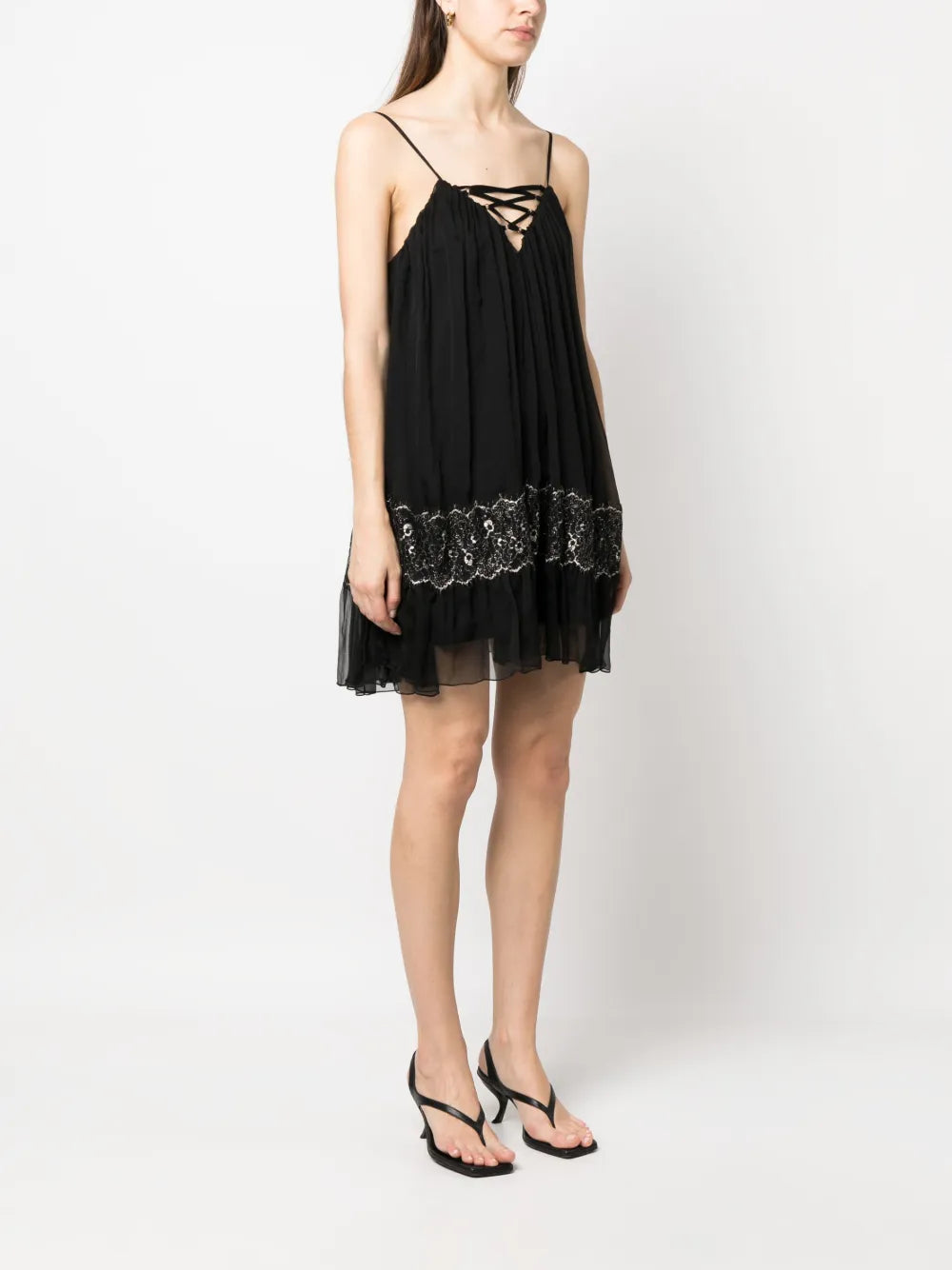 Nissa Strap Detail Silk Mini Dress