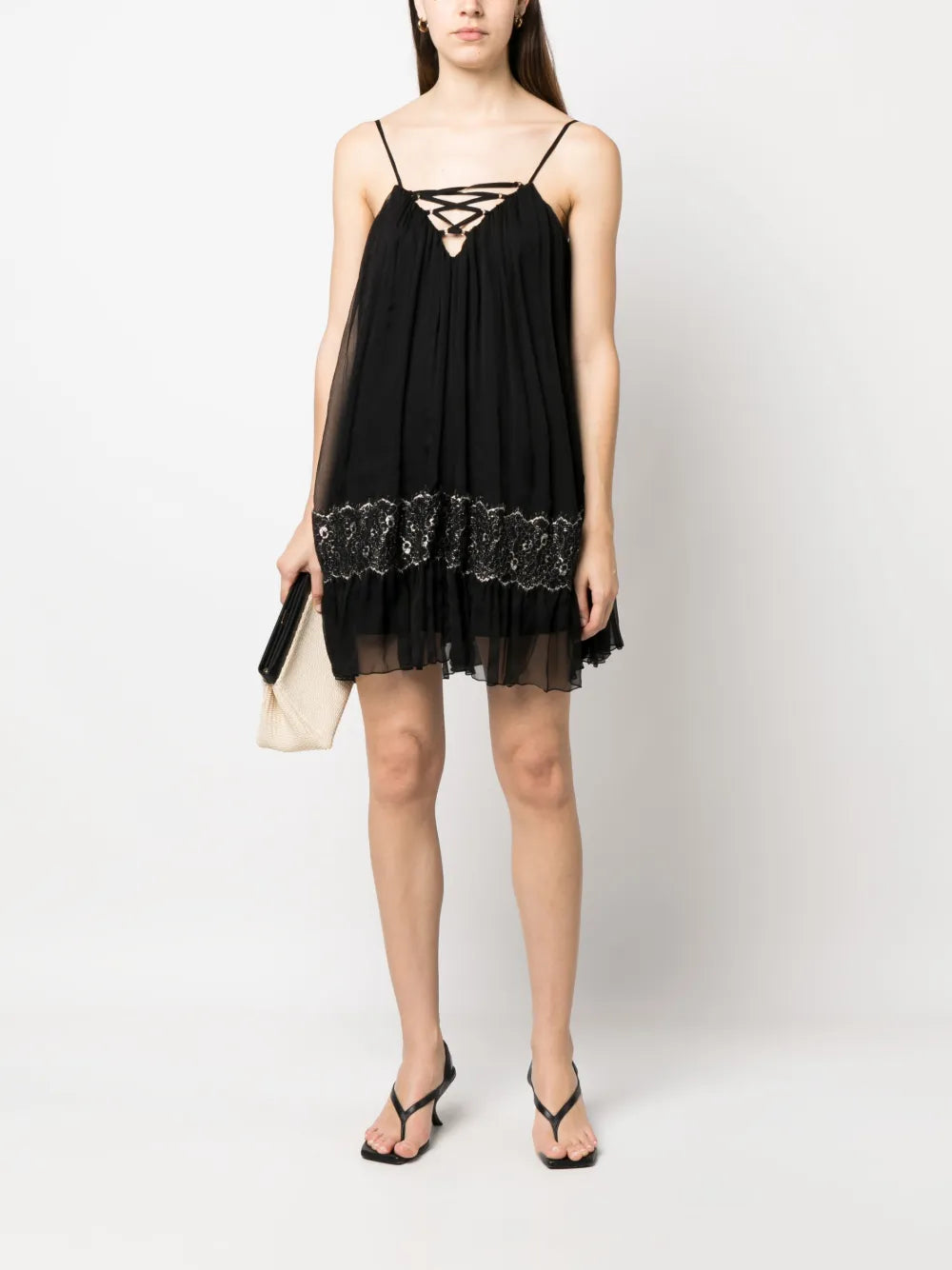 Nissa Strap Detail Silk Mini Dress