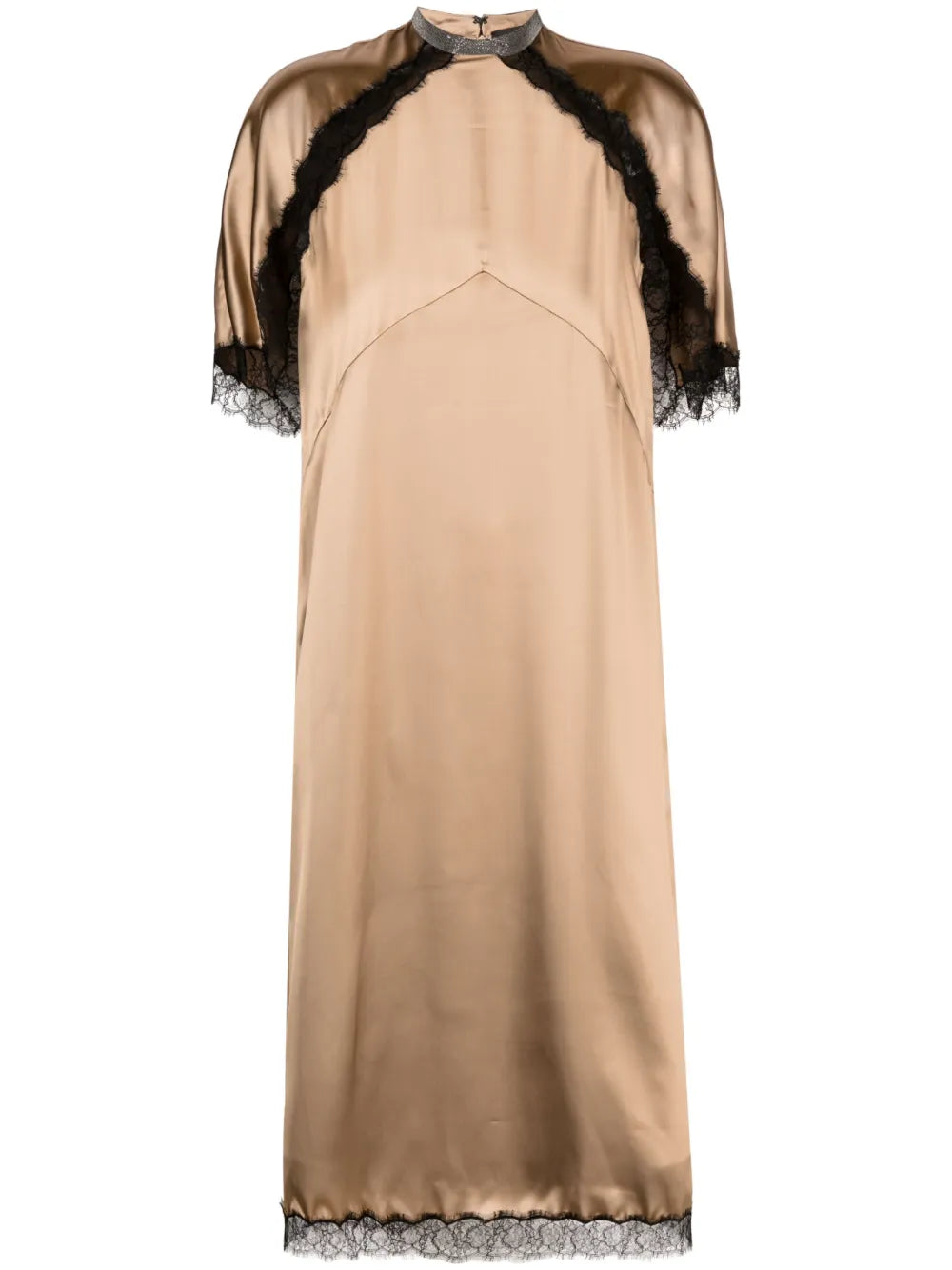 Fabiana Filippi Lace Trim Satin Midi Dress