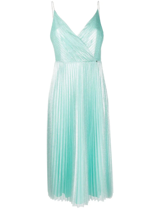 Nissa Metallic Sheen Plisse Dress