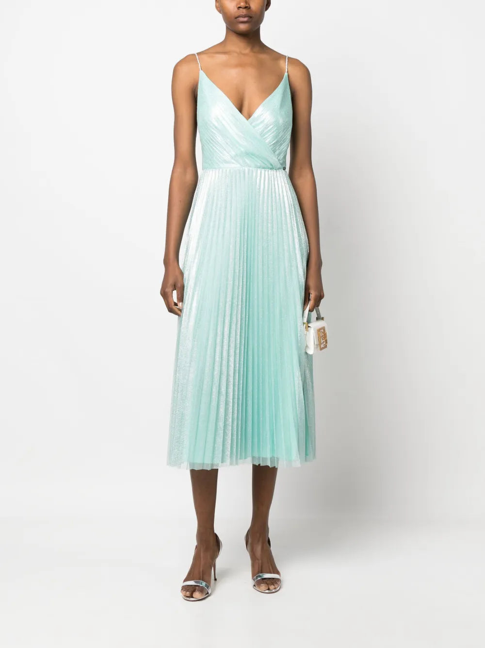 Nissa Metallic Sheen Plisse Dress
