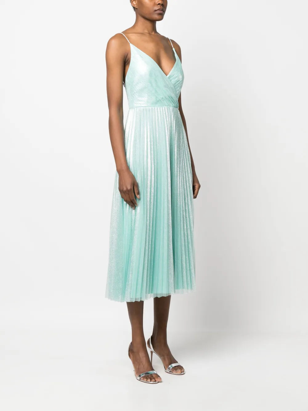 Nissa Metallic Sheen Plisse Dress