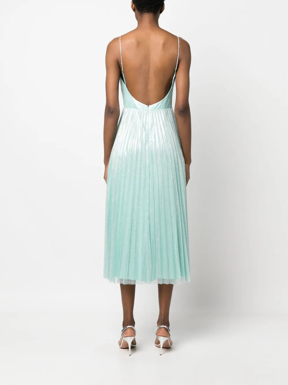 Nissa Metallic Sheen Plisse Dress