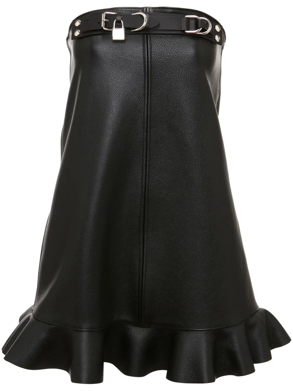 Jw Anderson Padlock Embellished Ruffled Leather Minidress