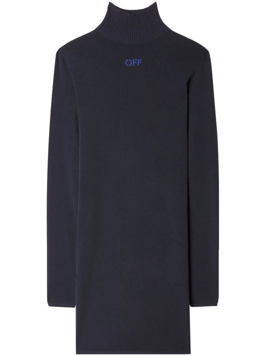 Off White Intarsia Knit Minidress