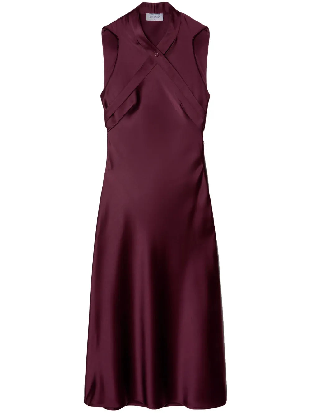 Off White Crossover Strap Satin Midi Dress
