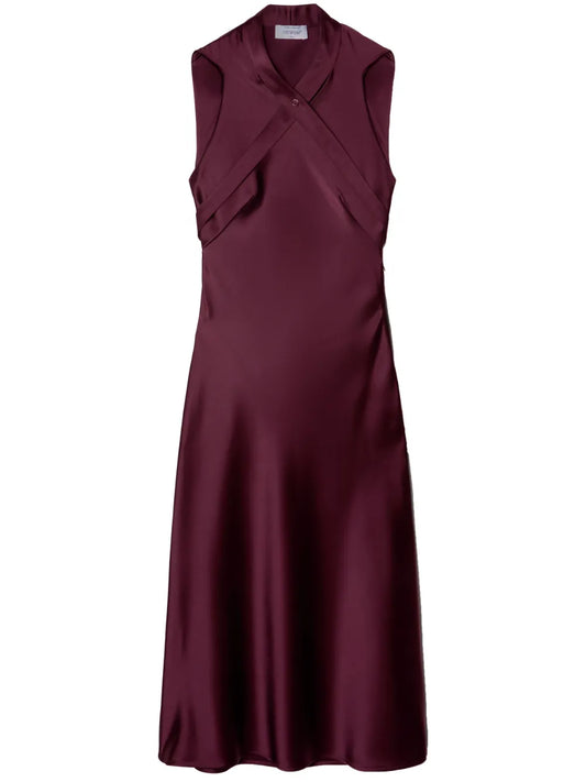 Off White Crossover Strap Satin Midi Dress