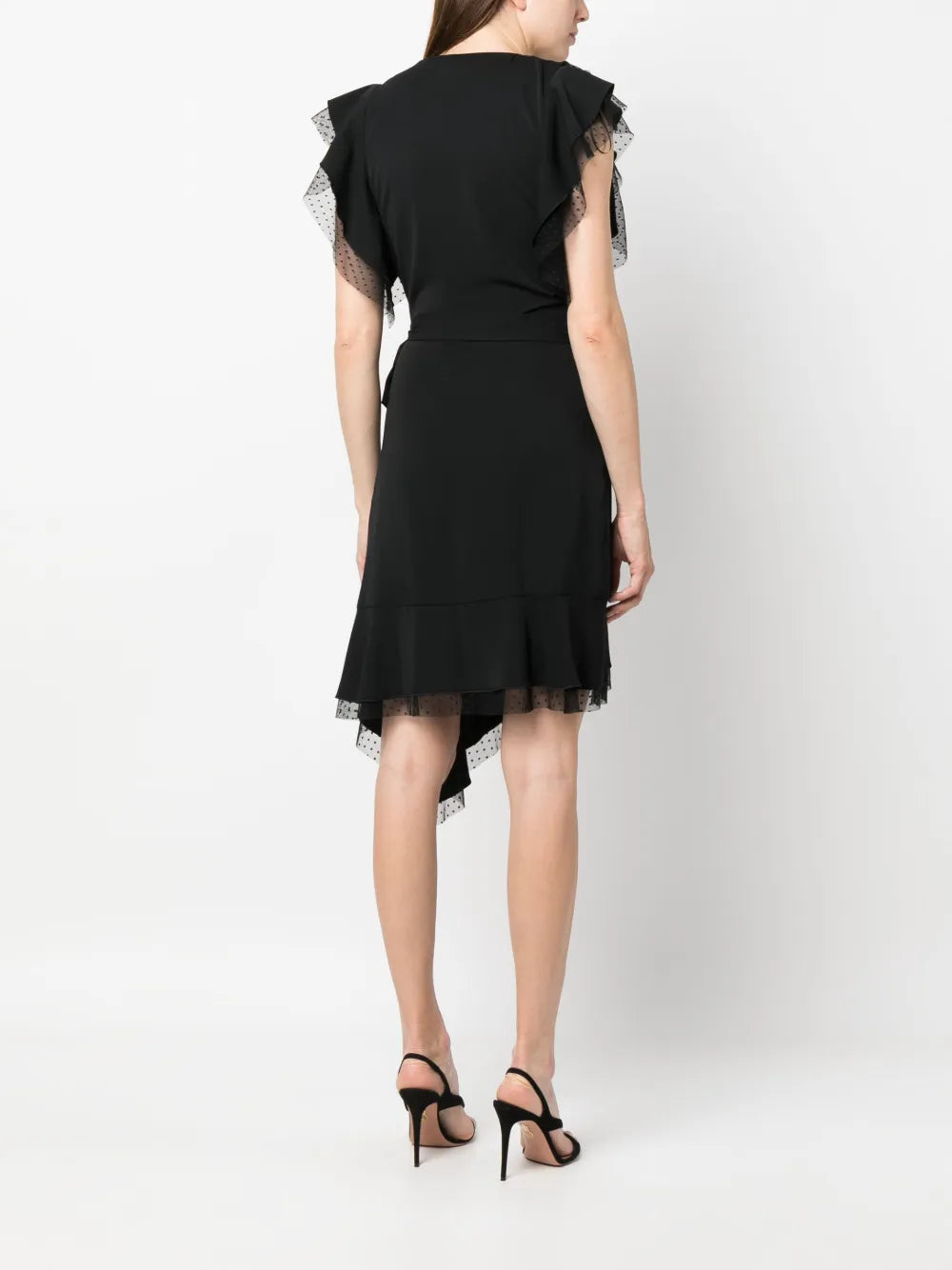 Nissa Tulle Detailing Draped Mini Dress