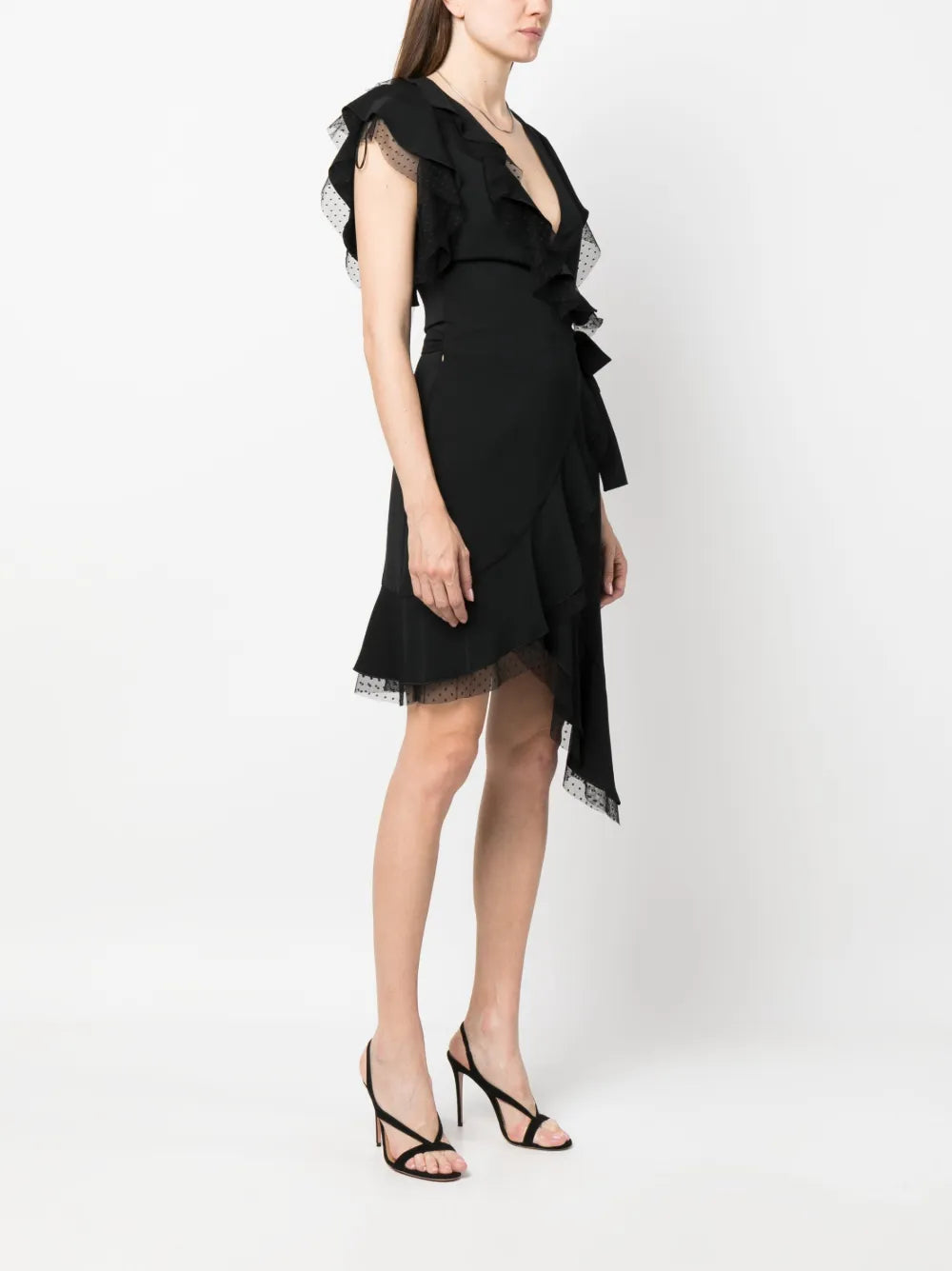 Nissa Tulle Detailing Draped Mini Dress