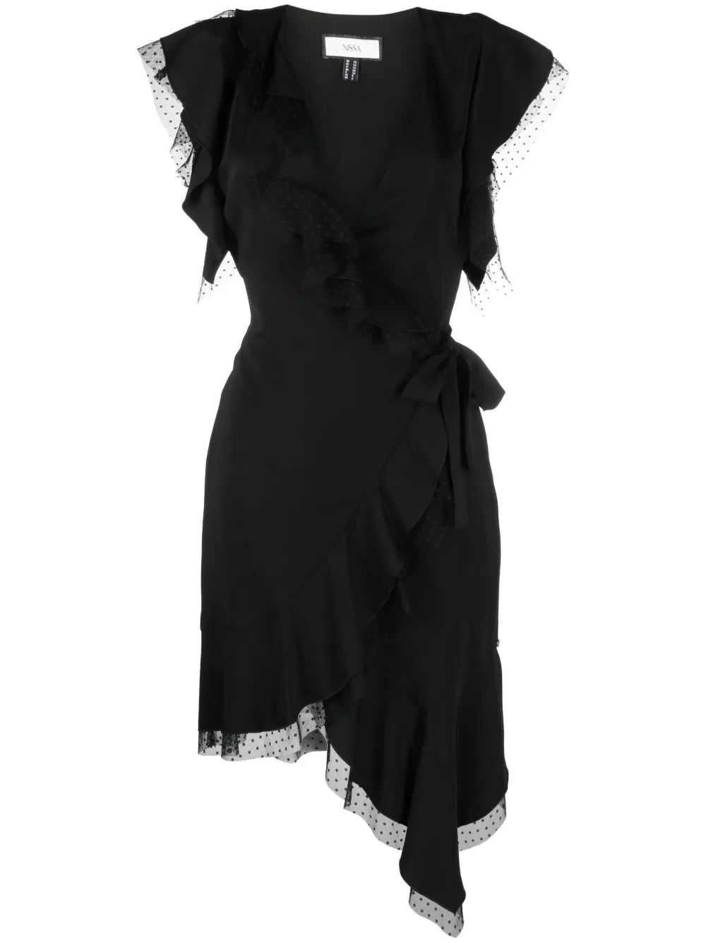 Nissa Tulle Detailing Draped Mini Dress
