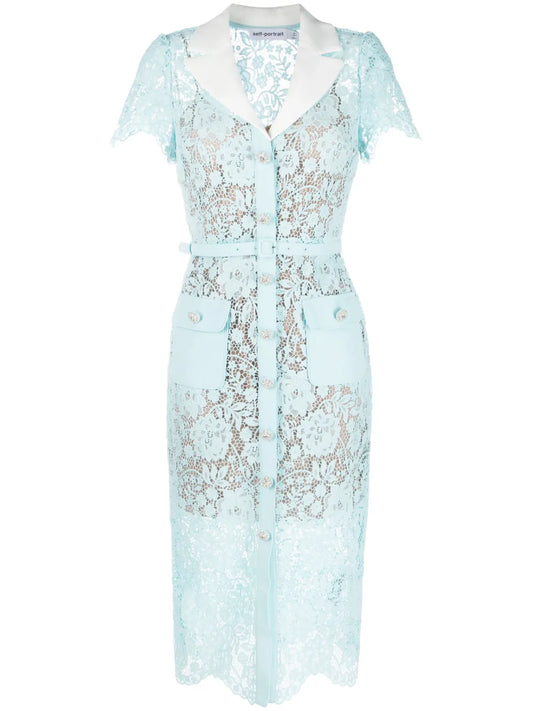 Self Portrait Lace Midi Shirt Dress