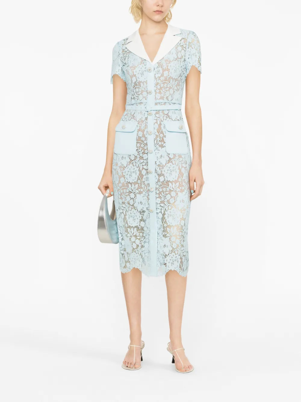 Self Portrait Lace Midi Shirt Dress