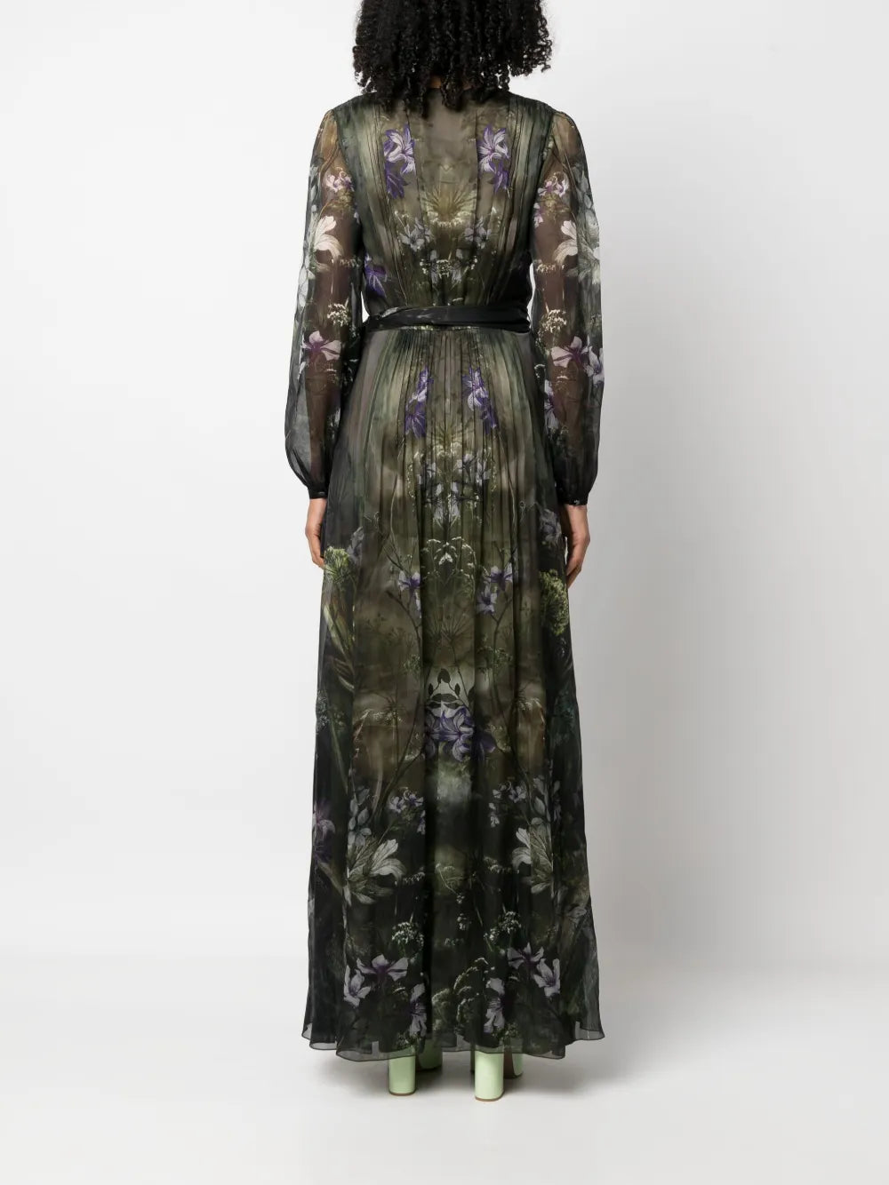 Alberta Ferretti Winter Garden Print Silk Maxi Dress