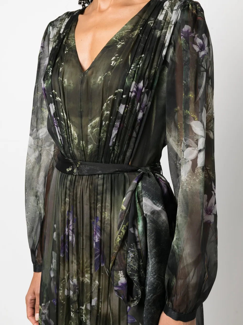 Alberta Ferretti Winter Garden Print Silk Maxi Dress
