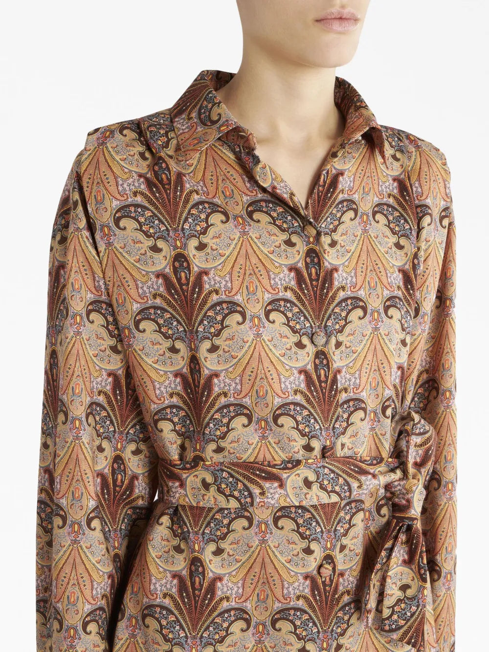 Etro Paisley Print Belted Midi Shirtdress