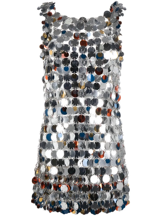 Rabanne Sequin Embellished V Neck Minidress