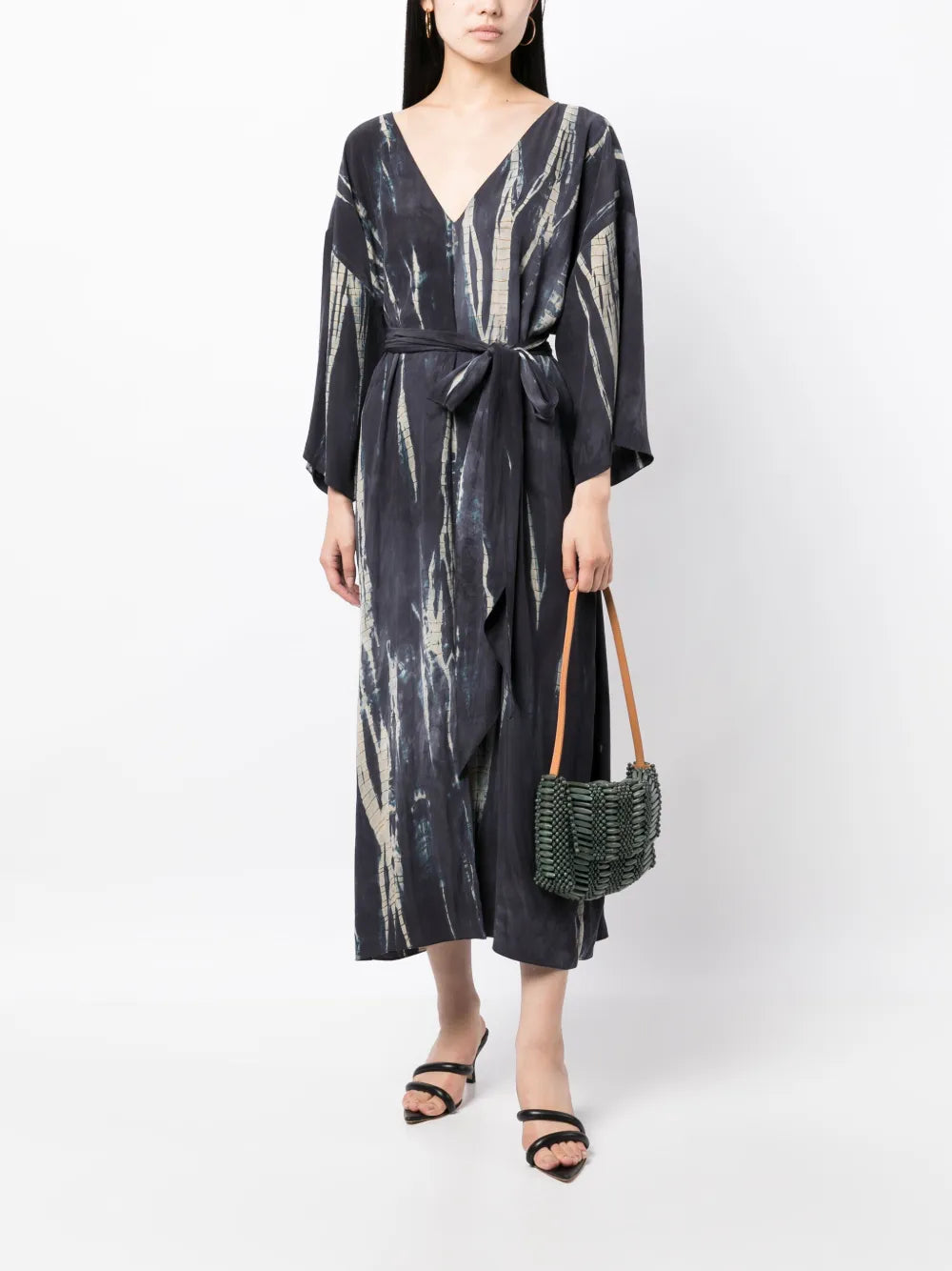 Voz Abstract Pattern Print V Neck Dress
