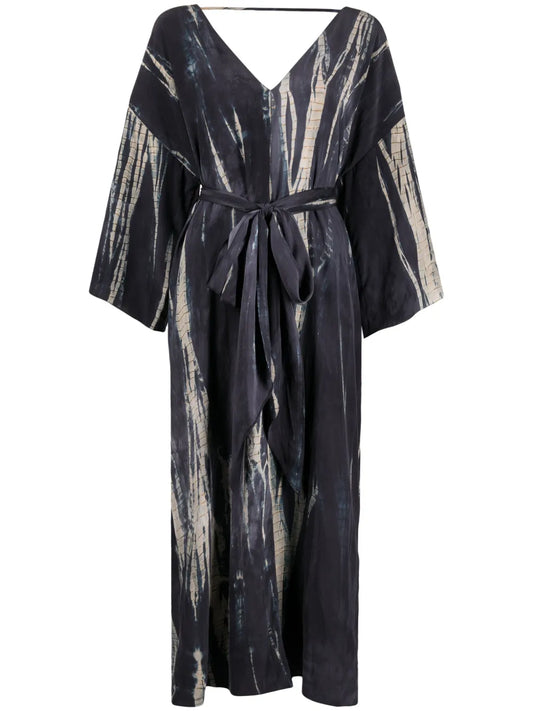 Voz Abstract Pattern Print V Neck Dress