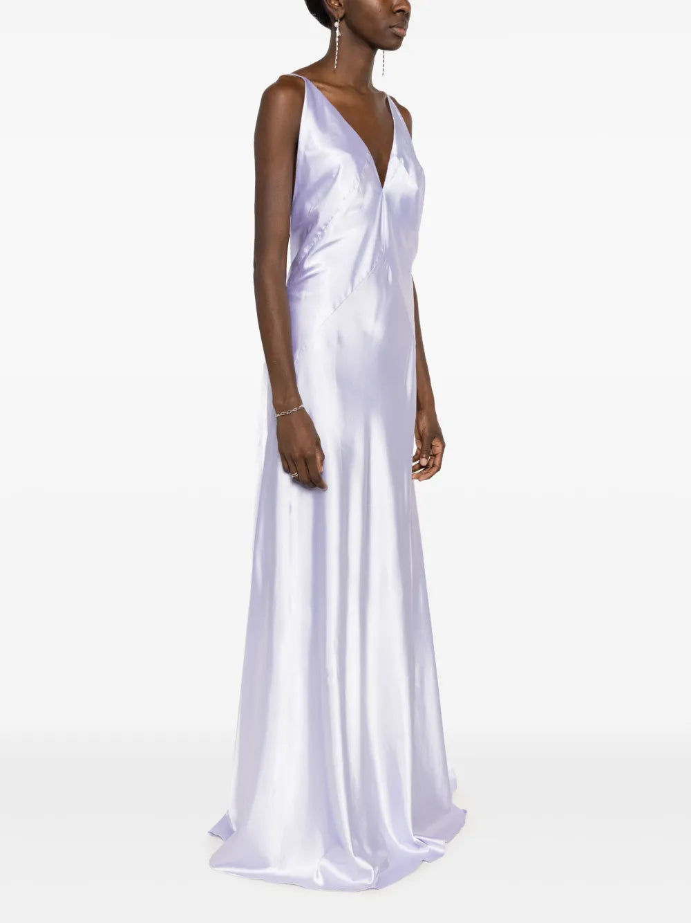 Lethicia Bronstein Satin Finish V Neck Maxi Dress