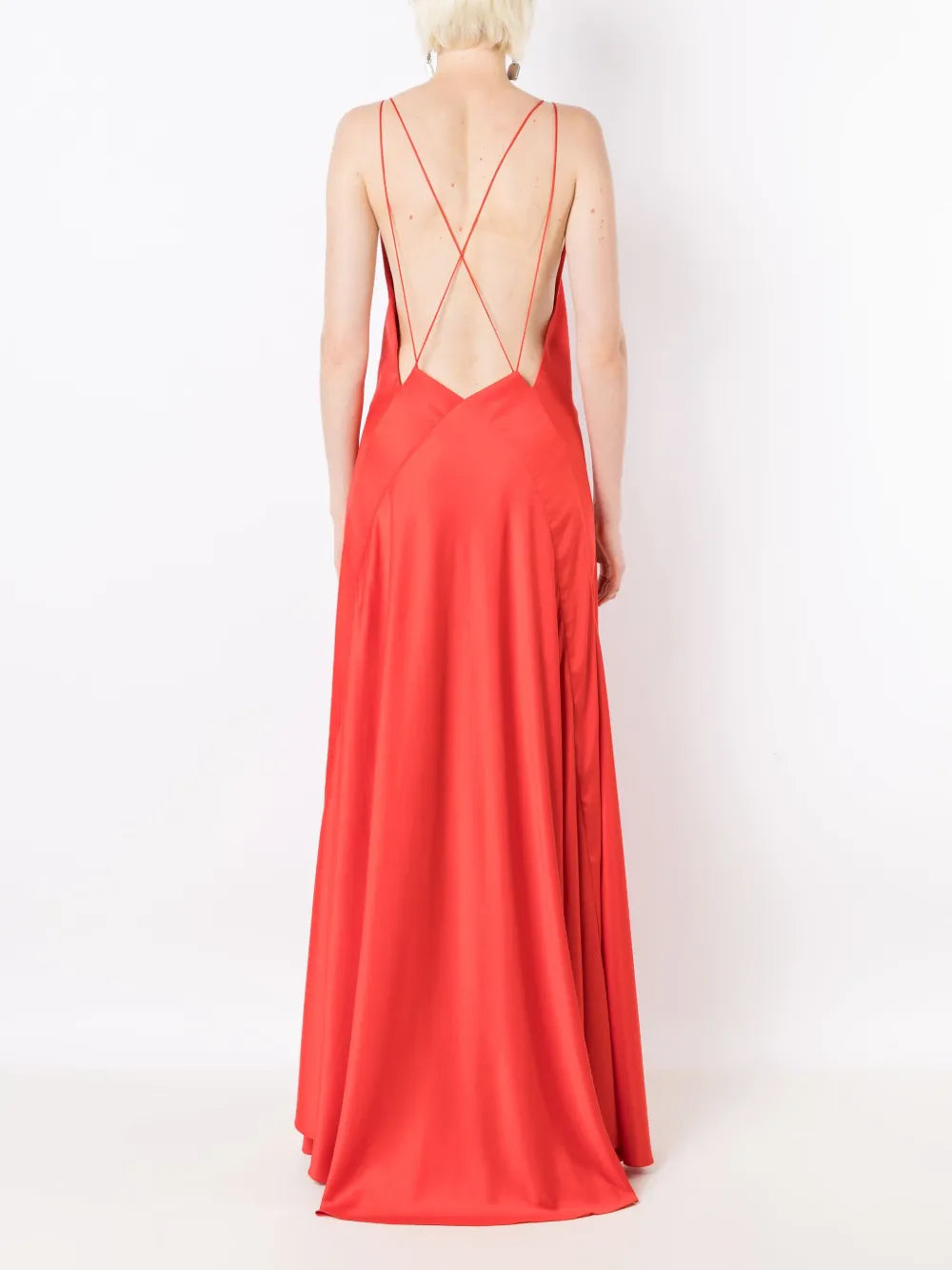 Lethicia Bronstein Satin Finish V Neck Maxi Dress